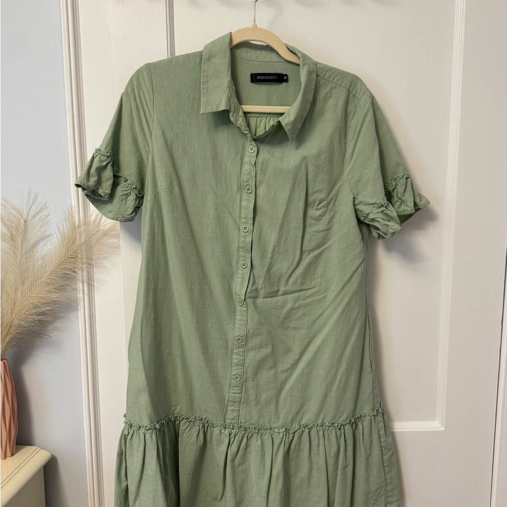 Green Button-Up Dress